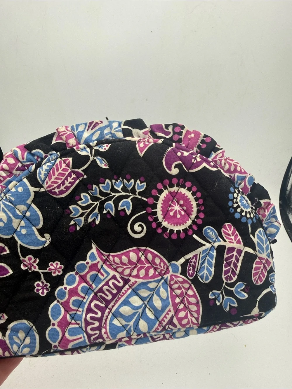 Vera Bradley Alpine  Quilted Cosmetic Bag ruffled edge 9x6”